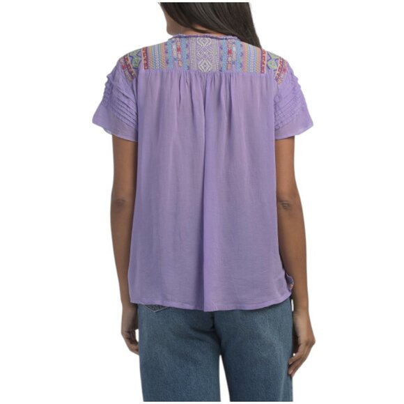 JOHN VARVATOS STAR Embroidered Lafaret Blouse - Picture 2 of 4